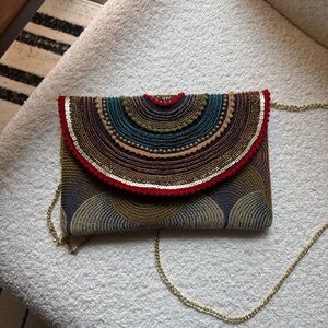 Embroidered Multicolor Clutch Bag